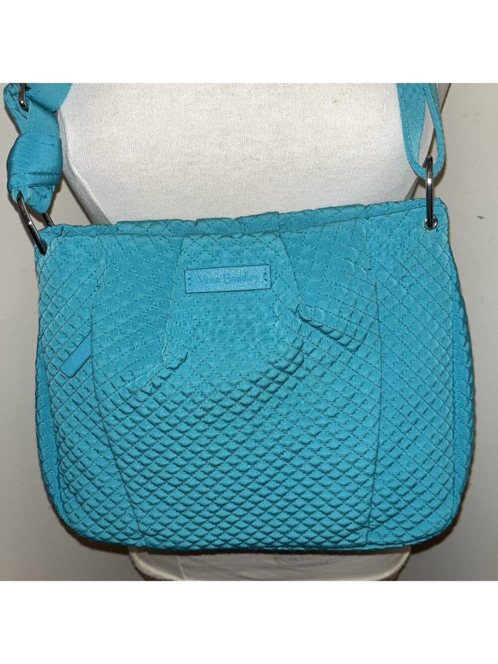 Vera Bradley Hadley Crossbody Purse Bag Turquoise Sea Lining Floral Dark Blue